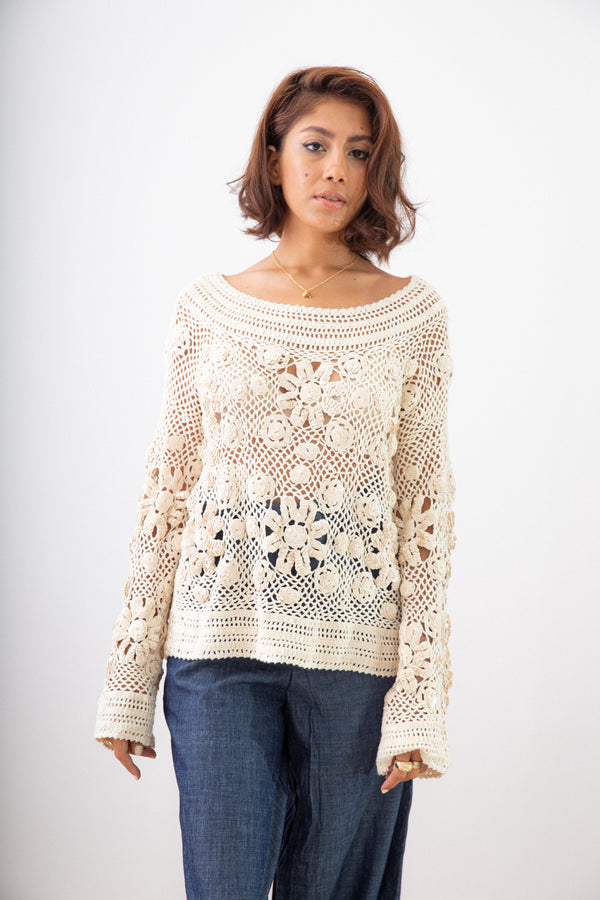 FLY TO THE MOON CROCHET TOP
