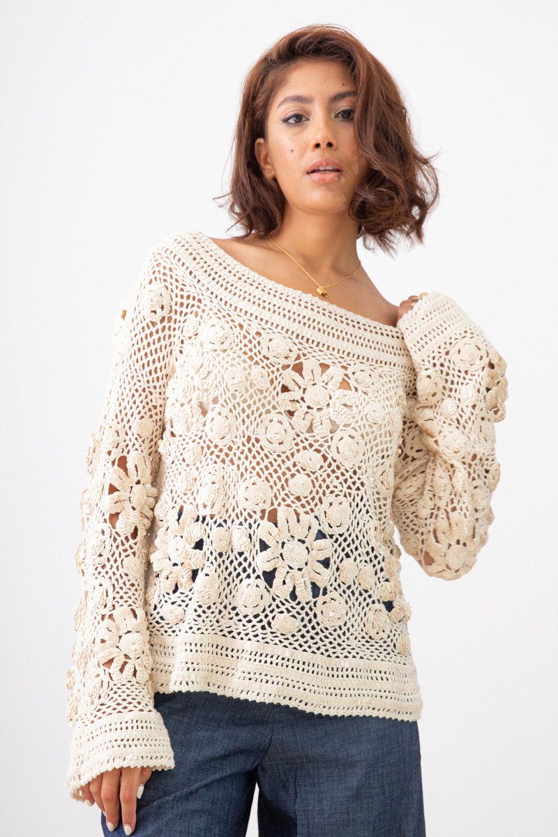 FLY TO THE MOON CROCHET TOP